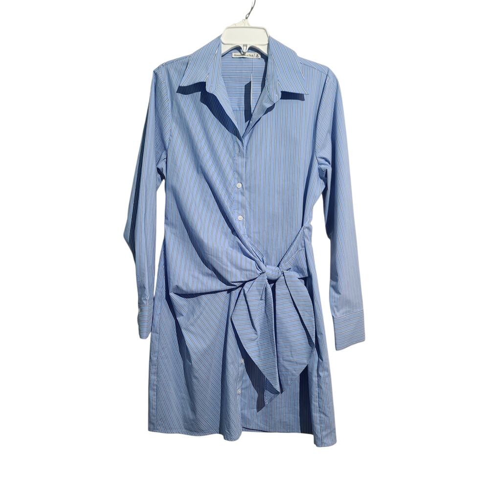 Abercrombie & Fitch Long-Sleeve Wrap Shirt Dress Blue Size Medium NWT
